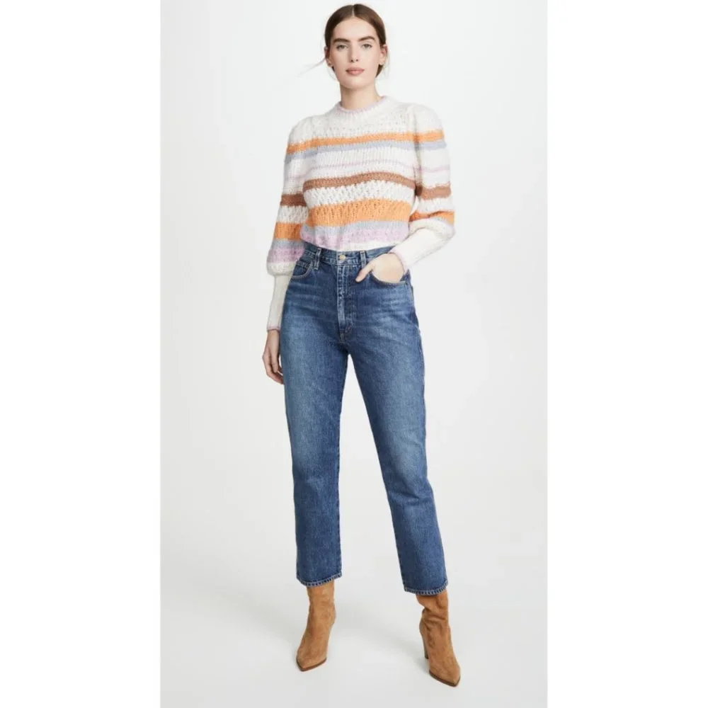 Rebecca Taylor Fluffy Stripe Pullover Sweater